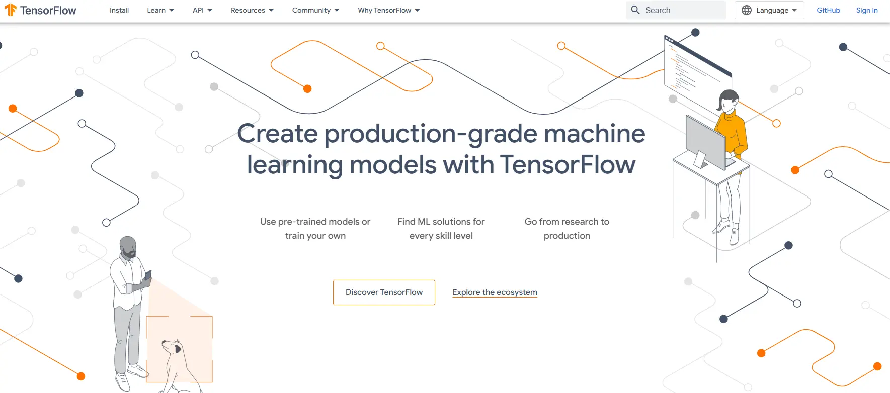 Tensor Flow website homage Ai software Tools